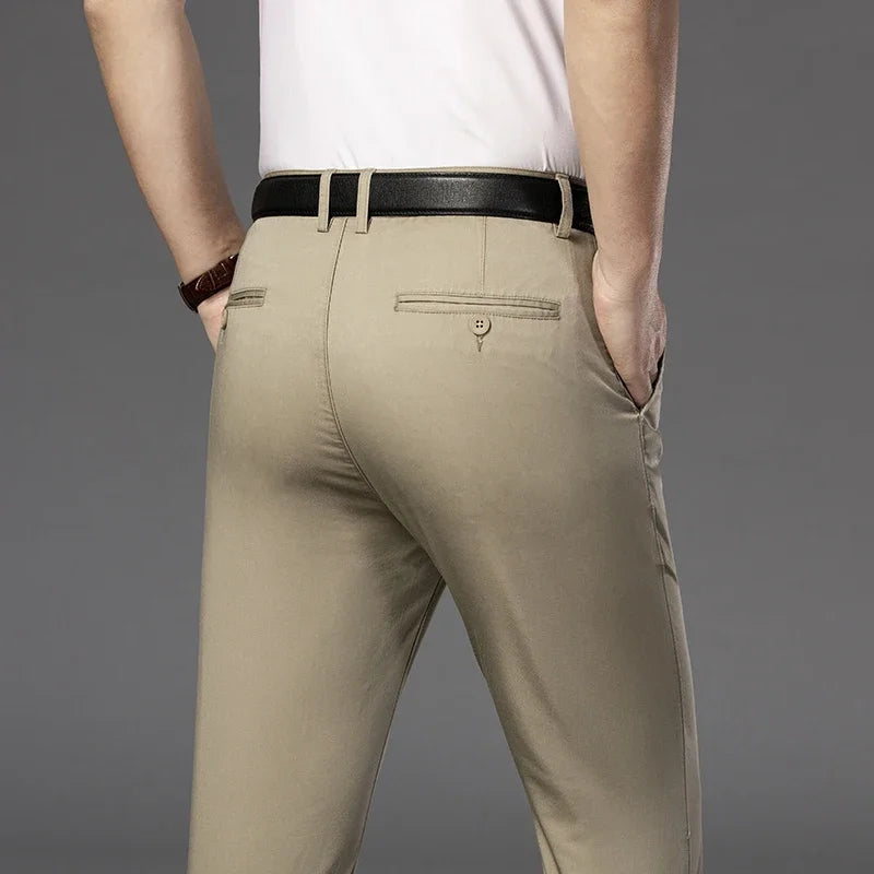 Men's Spring Autumn Fashion Business Casual Long Pants Suit Pants Male Elastic