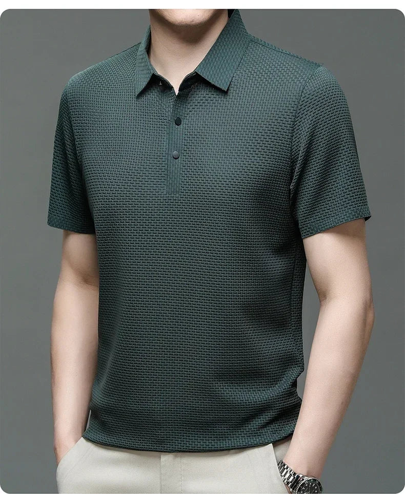 Brand Clothes Summer New Men's Short Sleeve T-shirt Ice Silk Cool and Breathable POLO Shirt Business Casual Sweat-absorbing Top