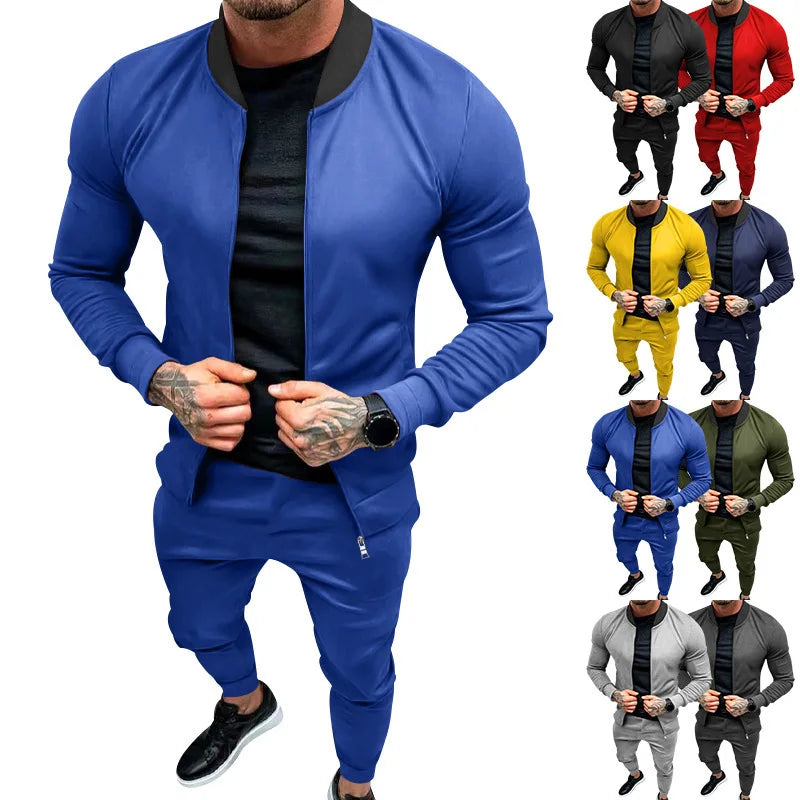 2025 Men's Fitness Sports Style Outdoor Casual Zipper Set In Stock