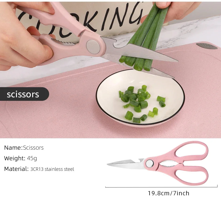 Kitchen Knife Set Professional Chef Accessories Bread Knife Scissors Vegetable