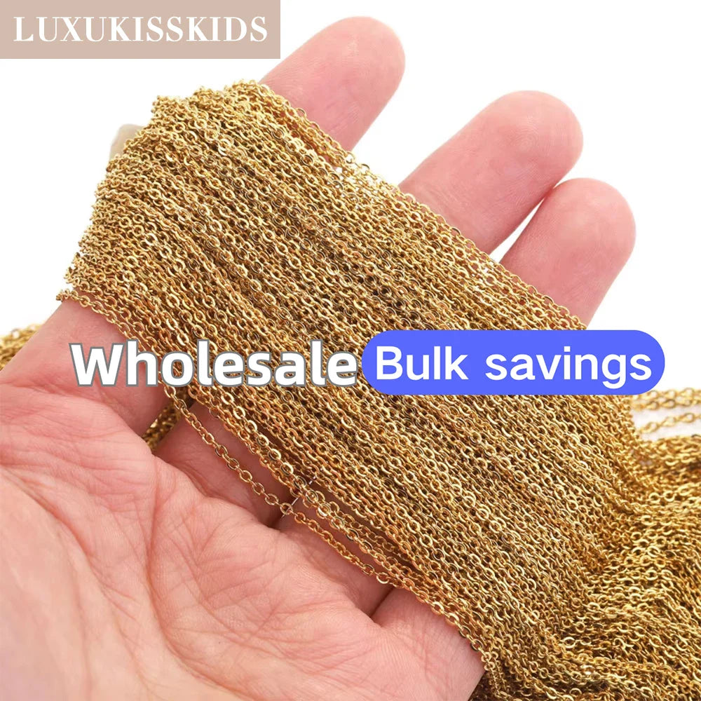 LUXUKISSKIDS Stainless Steel Chains Necklace Woman 10pcs/lot Bulk Wholesale DIY Rolo 2mm Chain No Fade Choker For Jewelry Making