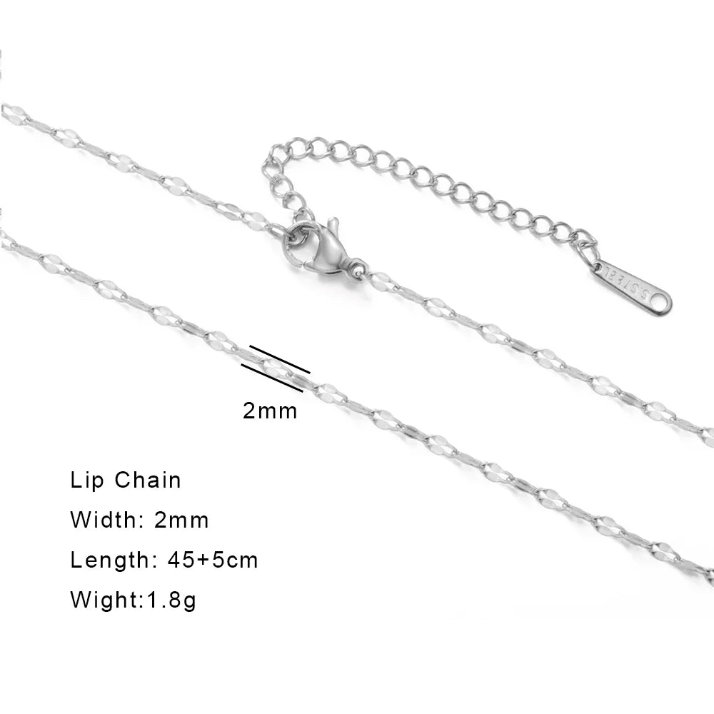 Skyrim Stainless Steel Gold Color Chain Necklace Women Minimalist Cuban Paperclip Twisted Snake Chain Fashion Jewelry Wholesale