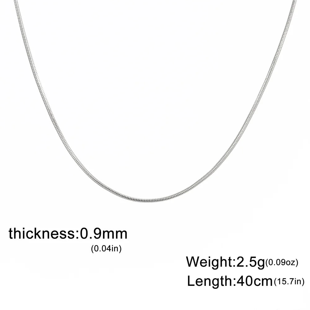 My Shape Round Snake Chain Necklace for Women Men Stainless Steel Link Chain 0.9mm 1.2mm 2mm Chains Choker Fashion Jewelry Gifts