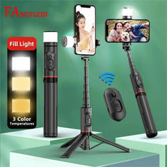 Portable Wireless Bluetooth Phone Telescopic Selfie Stick Tripod