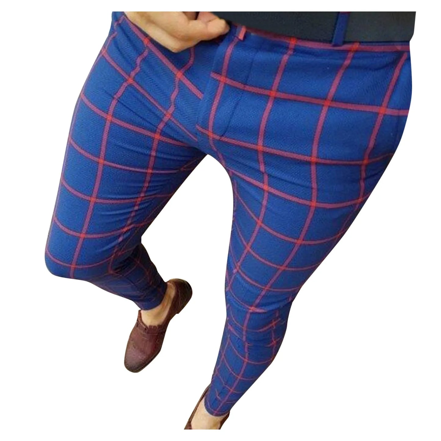 Stretch Chinos Men Men'S Twill Pants Men'S Casual Plaid Print Party Suit Pants Stretch