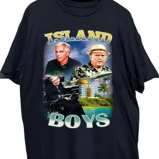 Island Boys Jeffrey Epstein Stephen Hawking Men'sCotton shirt Y2k Graphic Tshirts fashion popular street hawaiian Tshirt