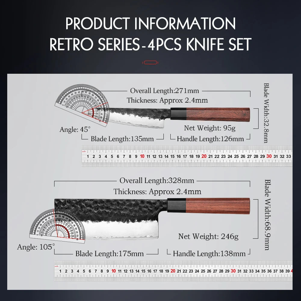 1PC-5PC Kitchen Knife Set Chef Utility Stainless Steel 3 Layers Composite