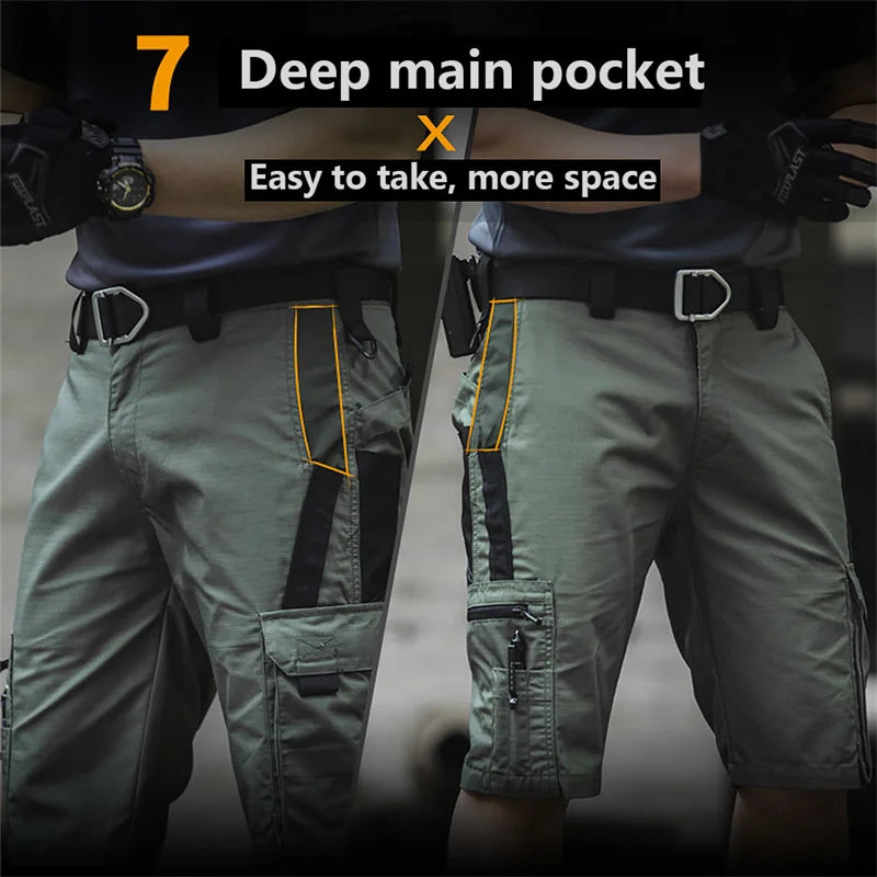 Men Cargo Shorts Quick Dry Tactical Short Pants Multi-Pocket Shorts Men's