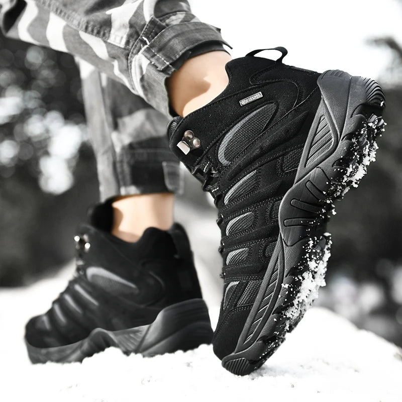 New Men High Quality Leather Boots Fishing Hunting Sneakers Desert Combat Men's Boots Outdoor Hiking Shoes Ankle Boots Work Safe