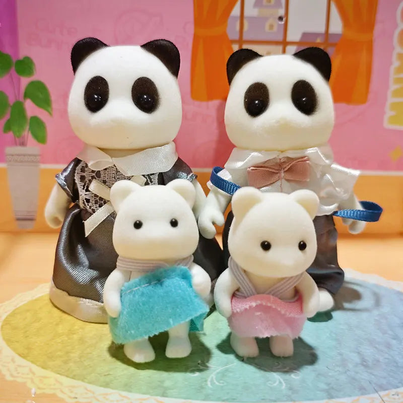 Forest Family Reindeer Rabbit Panda Animal Simulation Dollhouse Furniture Toy Set House Accessories Christmas Gifts for Kids
