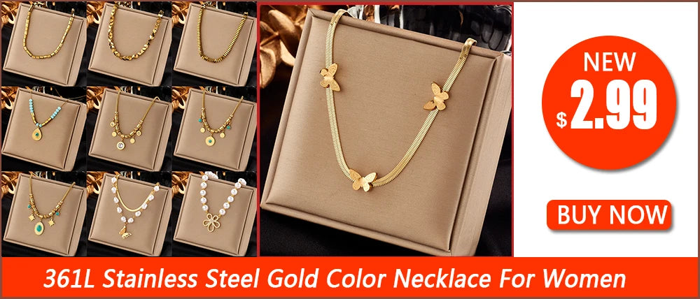 Stainless Steel Necklace Eye Double Chain Accessories for Women