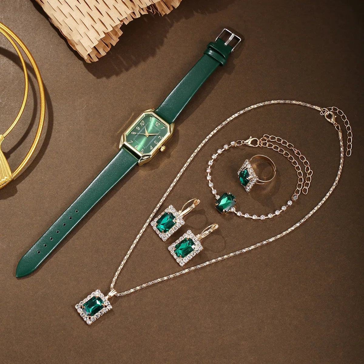 6/5/1PCS Luxury Fashion Square Women's Watches Brand Ladies Quartz Wristwatch Jewelry Set Classic Simple Watch Relógios Feminino