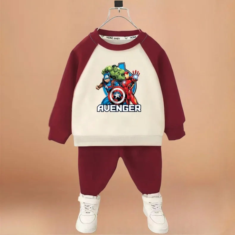 Marvel Cartoon Print Children Clothes Sets Spring/autumn Boys Sweatshirt Set Kids O Neck Hoodies Pants Two Piece Kids Tracksuit
