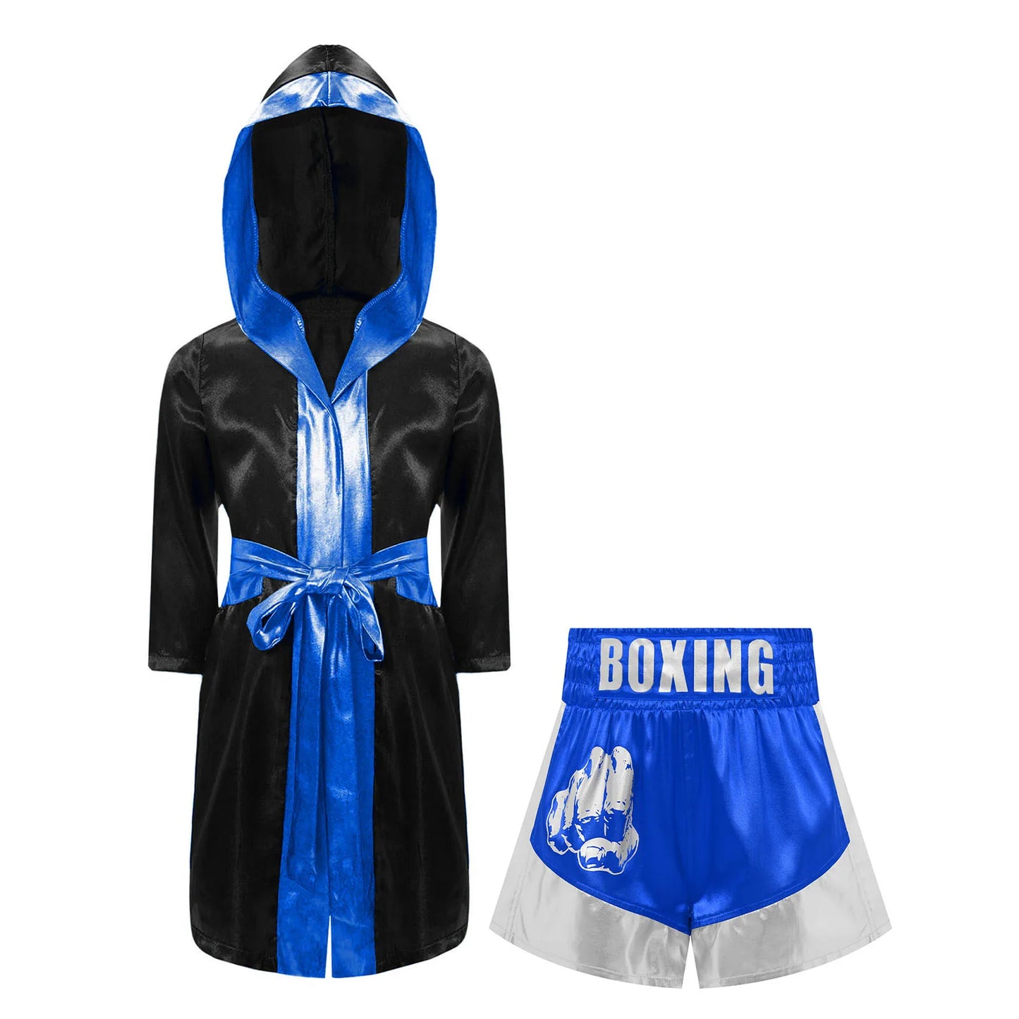 Muay Thai Outfit for Boys Girls Children Clothes Sets Boxing Outfit Satin Fighting Training Cosutmes Kids Boxer Robes suits
