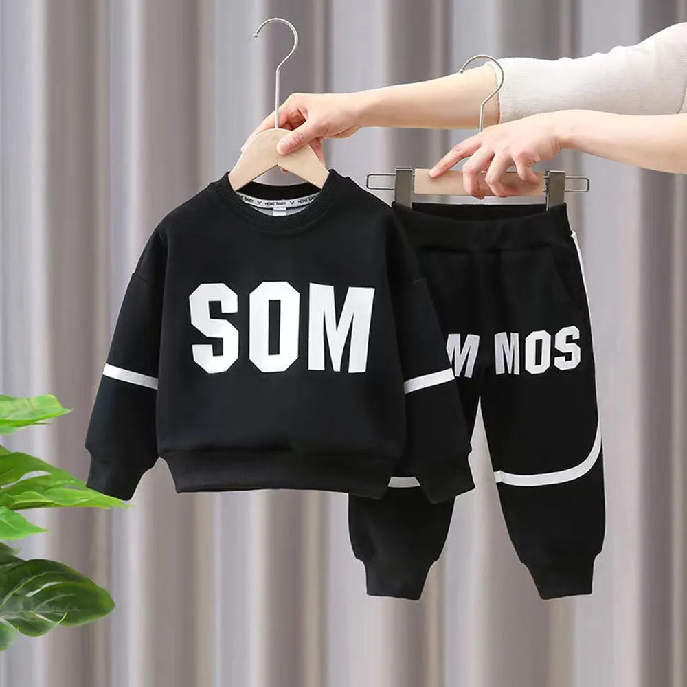 Spring Autumn Boys Clothing Set 2024 New Children's Baby Top and Pants Two Piece Boys Long Sleeve Sweater Set Kids Clothes Suit