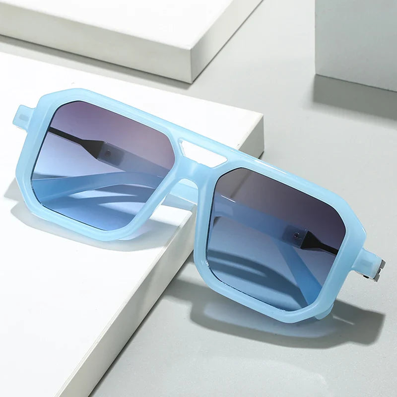 SHAUNA New Double Bridges Square Sunglasses Women Fashion Gradient Shades UV400 Retro Polygon Men Sun Glasses