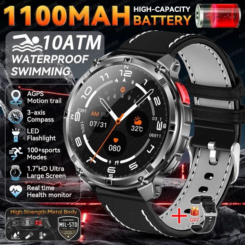 2026 New T-Rex3 Pro GPS Tracker Smartwatch Men 120-Day Standby 1100mAh Clock Rugged Outdoor Sport 10ATM Waterproof Call Watches