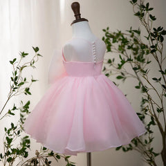 Flower Girl Pink Luxury Dress Children Birthday Baptism Dresses For Kids