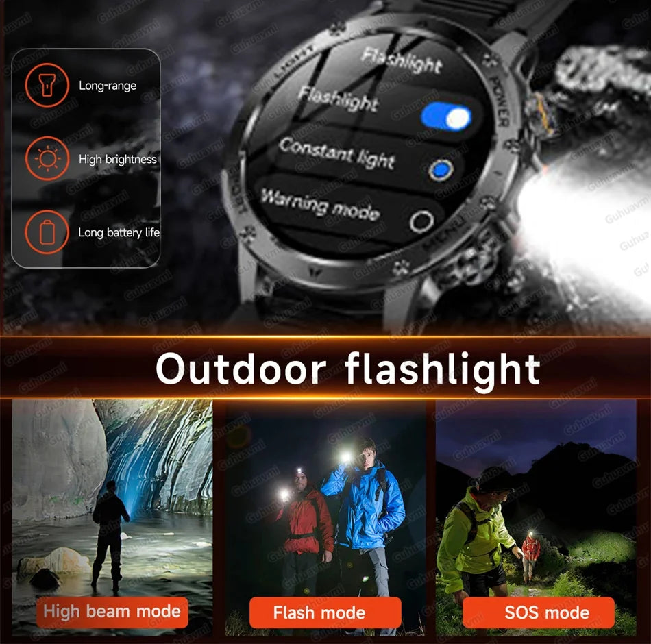 New T-REX3 Outdoor 1000mAh Battery Smart Watch 1.7" Large Screen Flashlight 10ATM Waterproof Call Sports Fitness Men Smartwatch