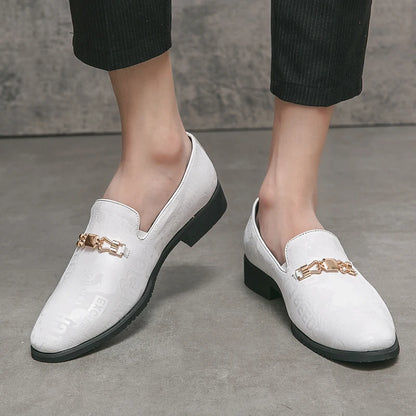 High Quality Casual Leather 38~47 Designer Mens Dress Wedding White Fashion Office Business Loafers Formal Shoes 2023 for Men