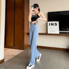 Summer Ultrathin Lyocell Women's Jeans High Waist Straight Fashion Pants Streetwear