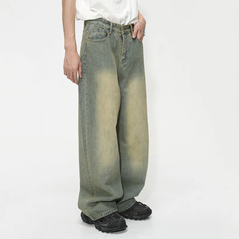 Men's Baggy Jeans Autumn Wearproof Straight Tube Denim Pants Fashion