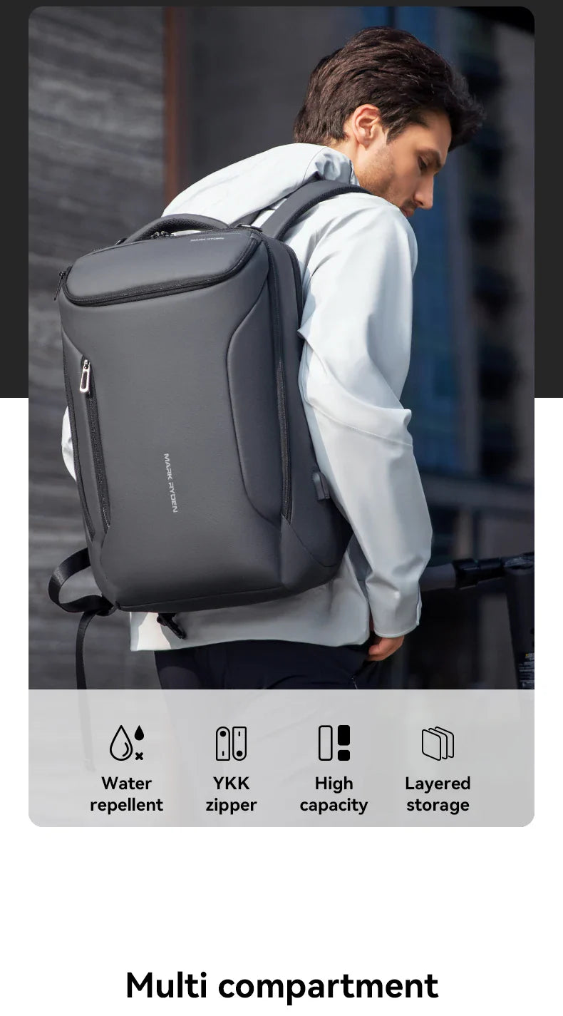 MARK RYDEN Business Backpack for Men Waterproof and Travel Laptop Backpack with USB Charging, Fits 17 Inch Laptop and Tech Gear