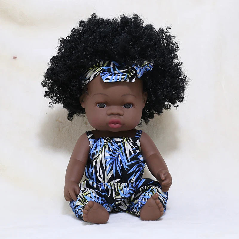 14inch Full Body Vinyl Bebe Reborn Dolls Soft Lifelike Baby Toys American Reborn Black Baby Doll Vinyl Baby Doll Toys Girls Boys