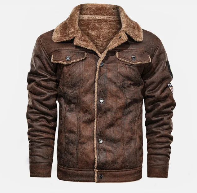 Autumn Winter Coat Men Jacket Vintage Solid Turn-Down Collar Outdoor Training