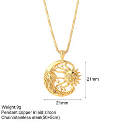 Heart Evil Blue Eye Sun Necklace for Women Cute Dog Bee Elephant Gold Color Pendant