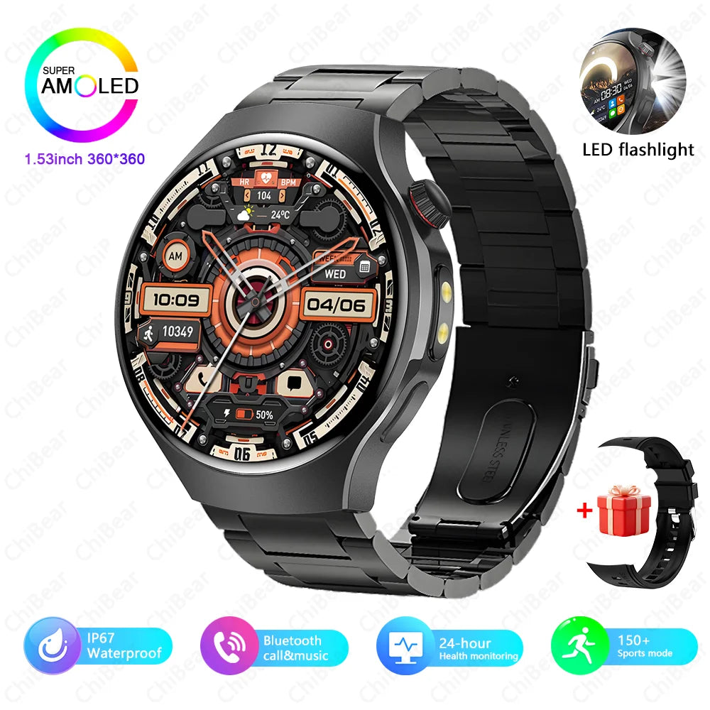 New Smart Watch Men Full Touch Screen Compass Bluetooth Call Flashlight Sports Activity Fitness Heart Rate Waterproof Smartwatch