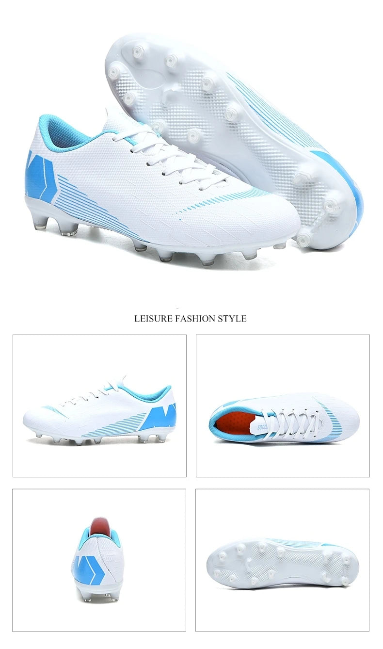 White Men's Football Boots Turf Sneakers Low-cut Soccer Shoes for Men Outdoor