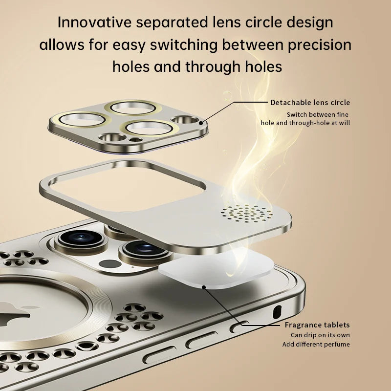 Metal Heat Dissipation Phone Case For iPhone 13 12 14 15 16 Pro Max Plus Magnetic Aluminum Cover Magsafe For IPHON 16 17 ProMax