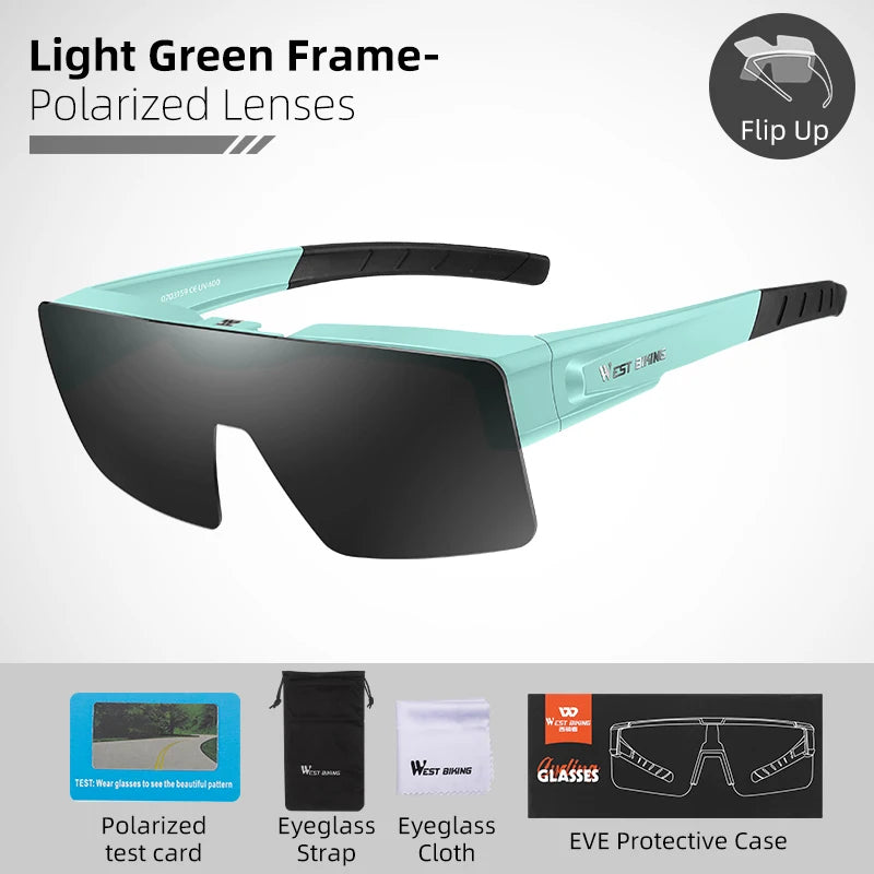 Sunglasses Flip Up Lens Polarized Glasses Fit Over Sunshade MTB Road