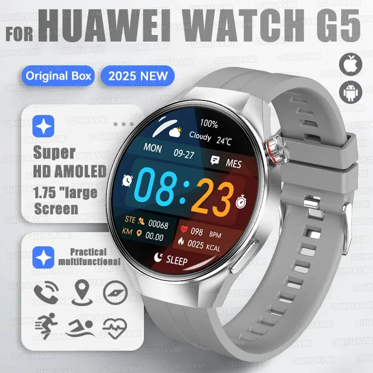2025New Originl Watch G5 PlUS Smart Watch Men 466*466 HD AMOLED Screen GPS track Heart Rate Bluetooth Call Waterproof SmartWatch