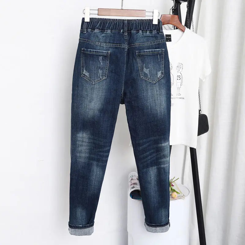 5XL High Waist Jeans Women Vintage Plus Size Jeans Femme Harem Pants