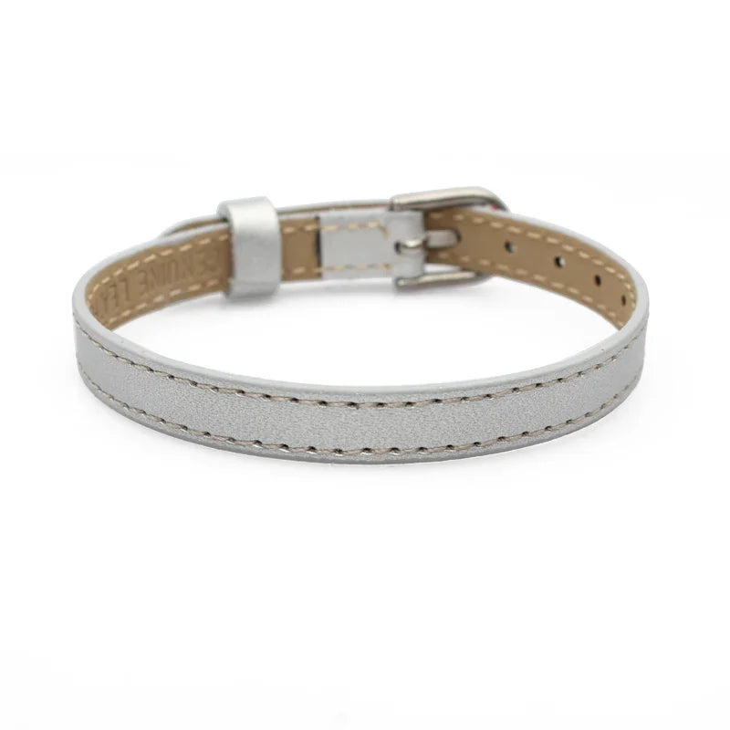 20pcs Real Leather Bracelet Band 8/10mm Width 21cm Length Through Slide Charms Letters Alphabet DIY Jewelry For Women Kids Gift