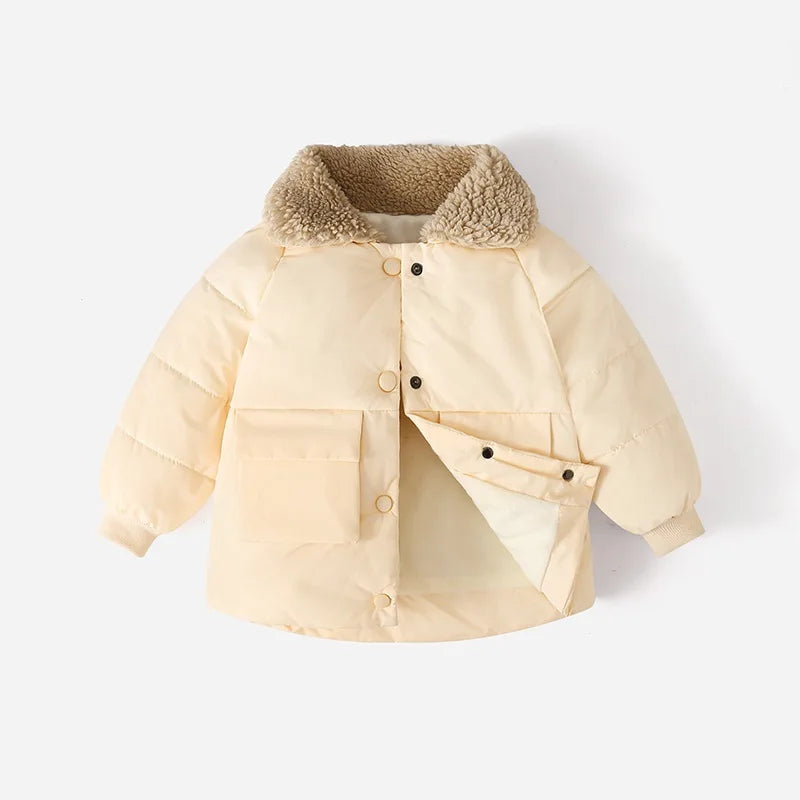Winter Girls Boys Warm Cotton Coats Fleece Thick Children's Outerwear Baby Jacket