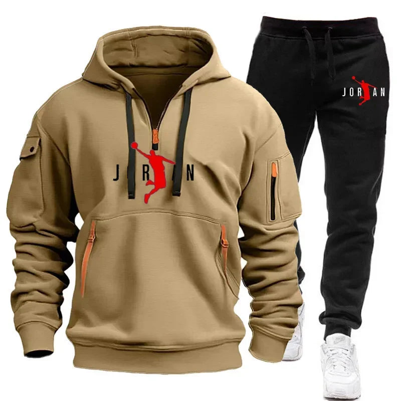 2025 Autumn and winter new trend men's blazer + Tracksuit pants Fashion casual jogging print sportswear outdoor sportswear