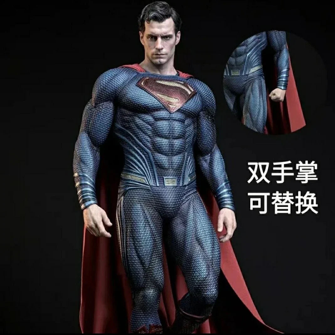 50cm Super Man Anime Figure Superm Dawn Of Justice Action Figure Pvc 2 Heads 2 Hands Statue Ornament Children Toys Gift
