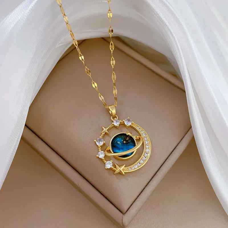 Collares Para Mujer Delicate and Beautiful Starry Pendant Necklace With Micro-Inlaid Zirconium Luxury Pendants Кулон