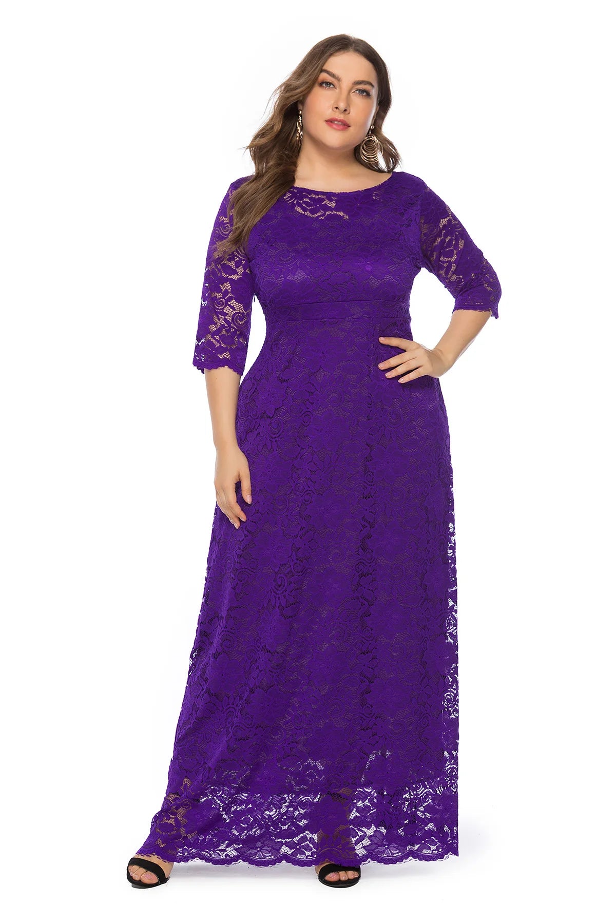 XL-6XL Plus Size African Dresses for Women Elegant African O-neck Lace Wedding Party Evening Maxi Dress Dashiki Africa Clothing
