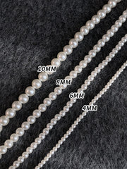 Girl’s Imitation White Pearl Magnetic Round Buckle Beads Chain Necklace