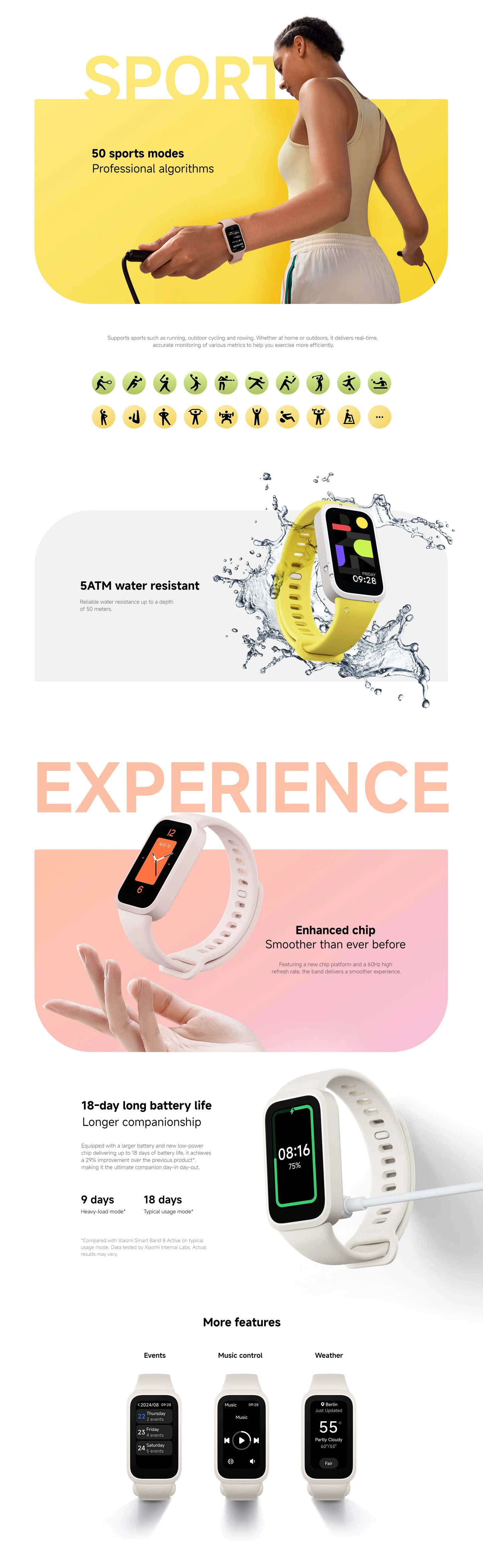 Global Version Xiaomi Smart Band 9 Active 1.47'' TFT display Xiaomi Band 9 Active Mi Band 9 Active Up to 18-day battery life