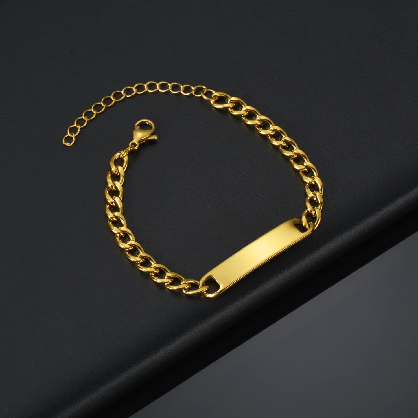 Punk Man Bracelets Hip Pop Gold Color Stainless Steel Thick Hand Chain Blank Bar Couple Men Women Family Jewelry Birthday Gift