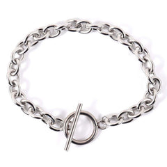 Fashion Chunky Chain Necklace Women Simple Toggle Clasp Stainless Steel