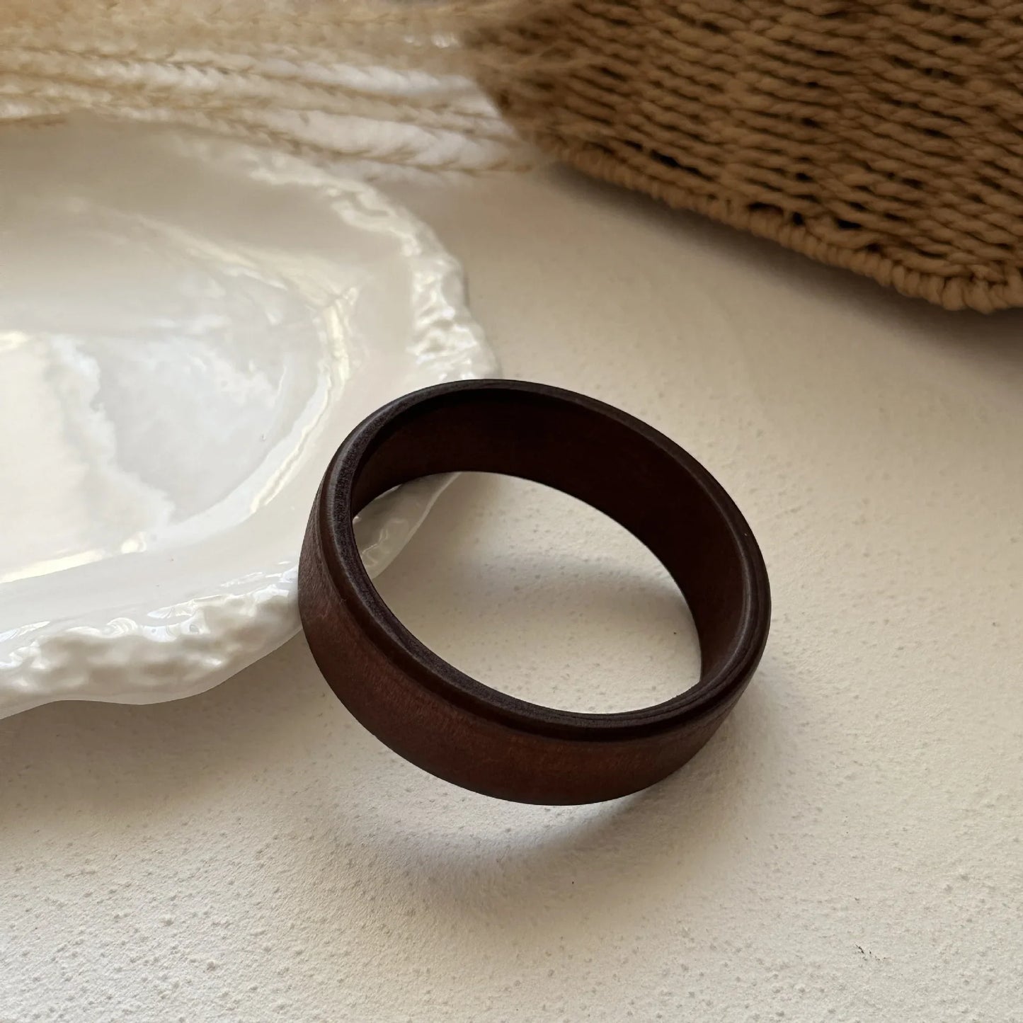 4pcs Women Elegant Natural Wood Square DIY Bracelet Coffee Girl Jewelry Ladies Gift Geometric Wooden Bangles For Women