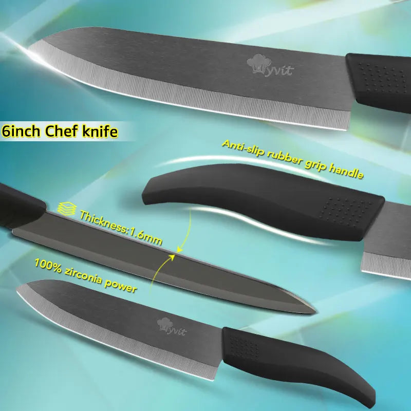 Ceramic Knife 3 4 5 6 inch Serrated Bread Knife Kitchen Black Zirconia Blade Knife