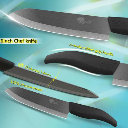 Ceramic Knife 3 4 5 6 inch Serrated Bread Knife Kitchen Black Zirconia Blade Knife