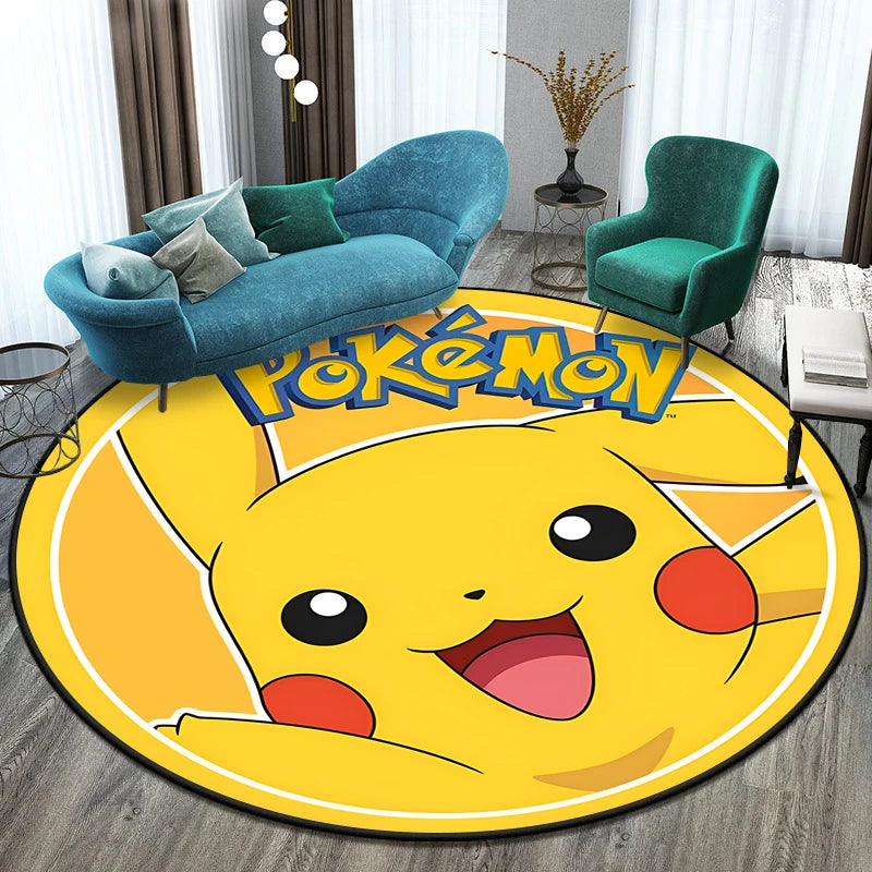 Pokémon Cartoon HD Printed Round Carpet for Living Room Rugs Camping Picnic Mats